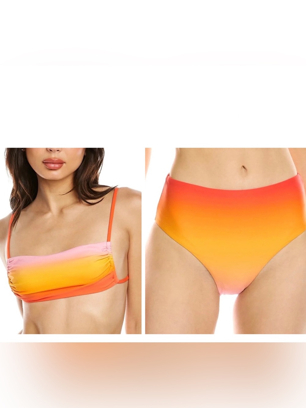 NWT WeWoreWhat Ombre Leigh Bikini Top & Delilah Bottom Pink Orange Yellow M